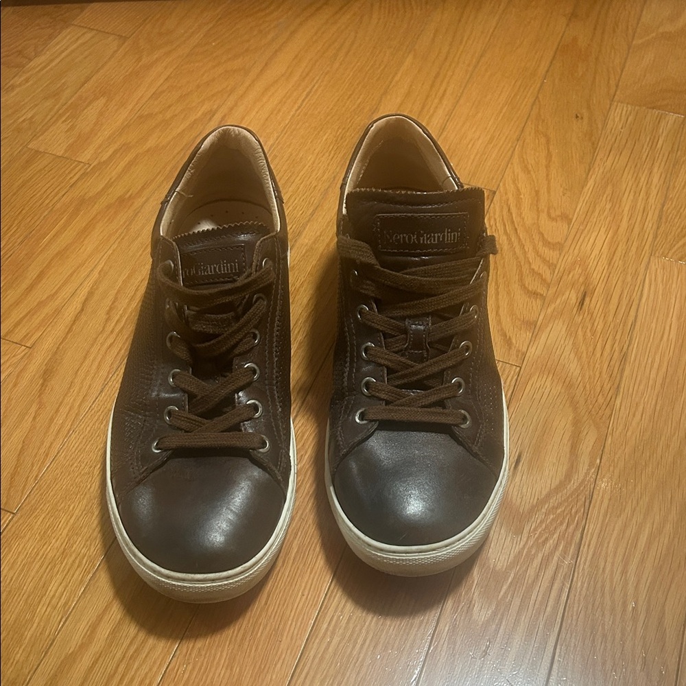 Nero Giardini Brown Leather Sneakers